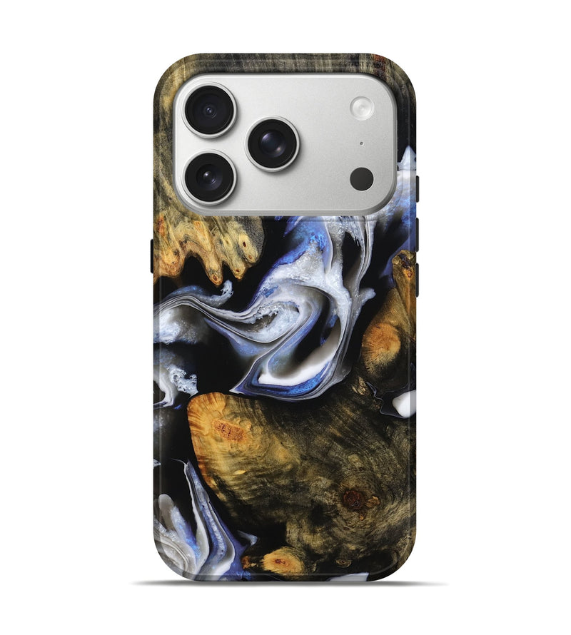 iPhone 17 Pro Wood Live Edge Phone Case - Dinah (Blue, 785241)