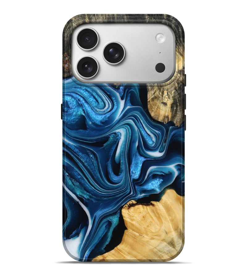 iPhone 17 Pro Max Wood Live Edge Phone Case - Huxley (Blue, 785252)