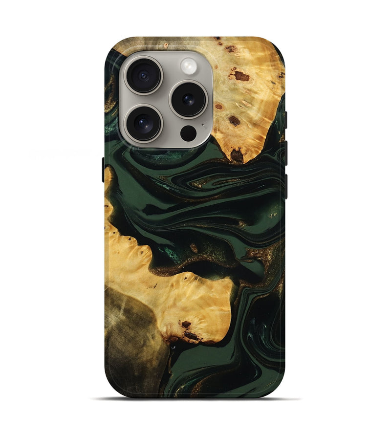 iPhone 16 Pro Wood Live Edge Phone Case - Terra (Green, 785385)