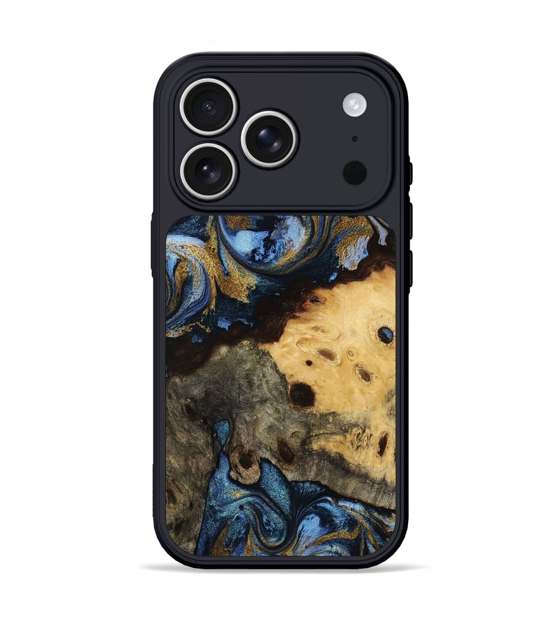 iPhone 17 Pro Wood Phone Case - Kaya (Teal & Gold, 785556)
