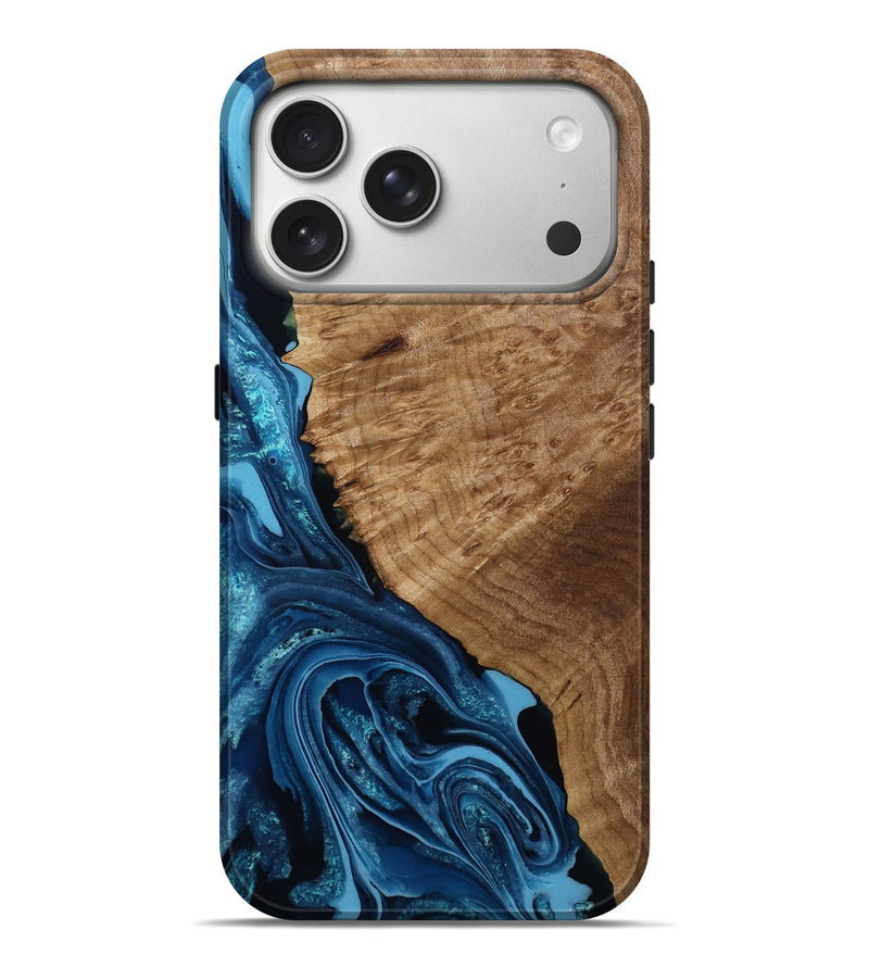 iPhone 17 Pro Max Wood Live Edge Phone Case - Ignacio (Blue, 785711)