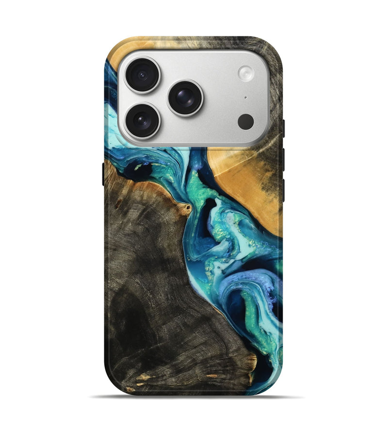 iPhone 17 Pro Wood Live Edge Phone Case - Erwin (Blue, 785714)