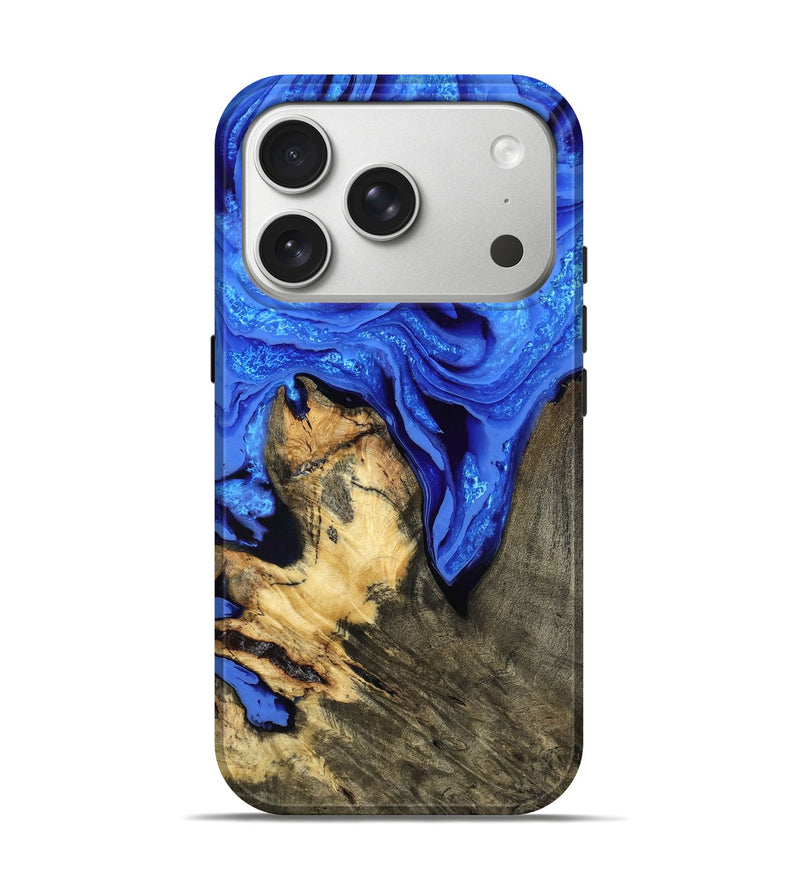 iPhone 17 Pro Wood Live Edge Phone Case - Buster (Blue, 785715)