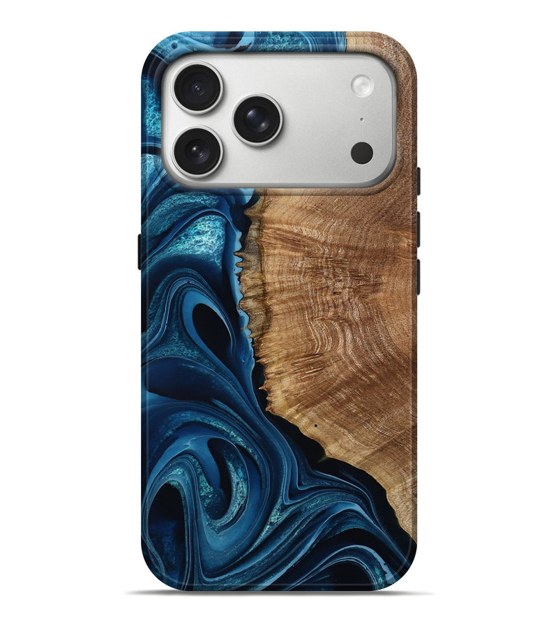 iPhone 17 Pro Max Wood Live Edge Phone Case - Rosario (Blue, 785718)