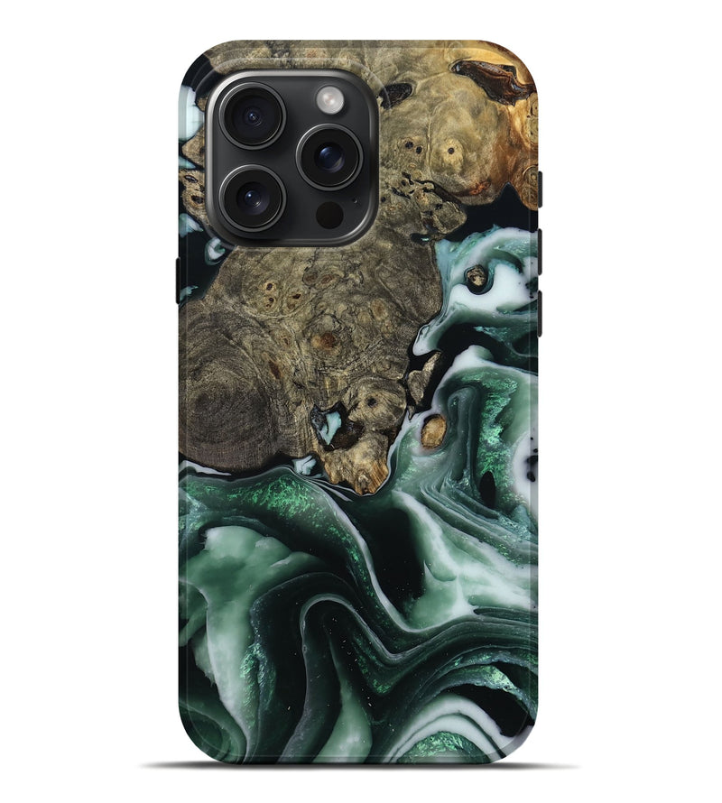 iPhone 16 Pro Max Wood Live Edge Phone Case - Jerry (Green, 785720)
