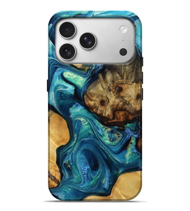 iPhone 17 Pro Max Wood Live Edge Phone Case - Katy (Green, 785729)