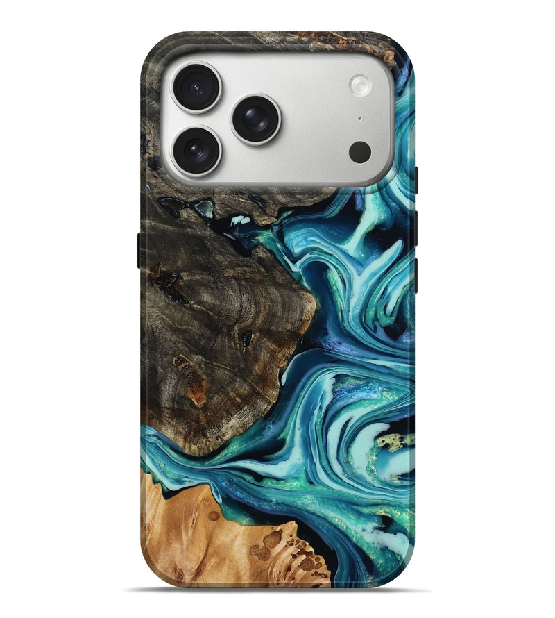 iPhone 17 Pro Max Wood Live Edge Phone Case - Luisa (Blue, 785737)