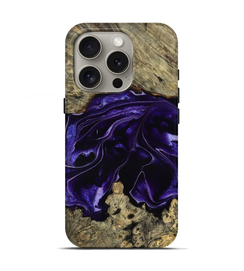 iPhone 16 Pro Wood Live Edge Phone Case - Ezra (Purple, 785741)