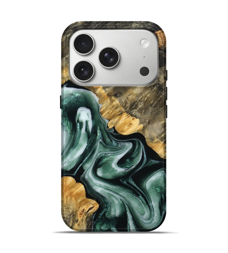 iPhone 17 Pro Wood Live Edge Phone Case - Freya (Green, 785743)