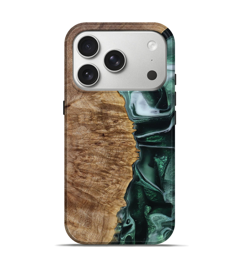 iPhone 17 Pro Wood Live Edge Phone Case - Jazmin (Green, 785744)