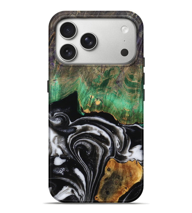 iPhone 17 Pro Max Wood Live Edge Phone Case - Amaia (Black & White, 786178)