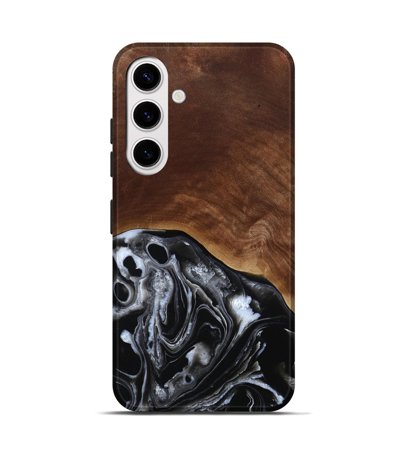 Galaxy S25 Wood Live Edge Phone Case - Alesha (Black & White, 786182)
