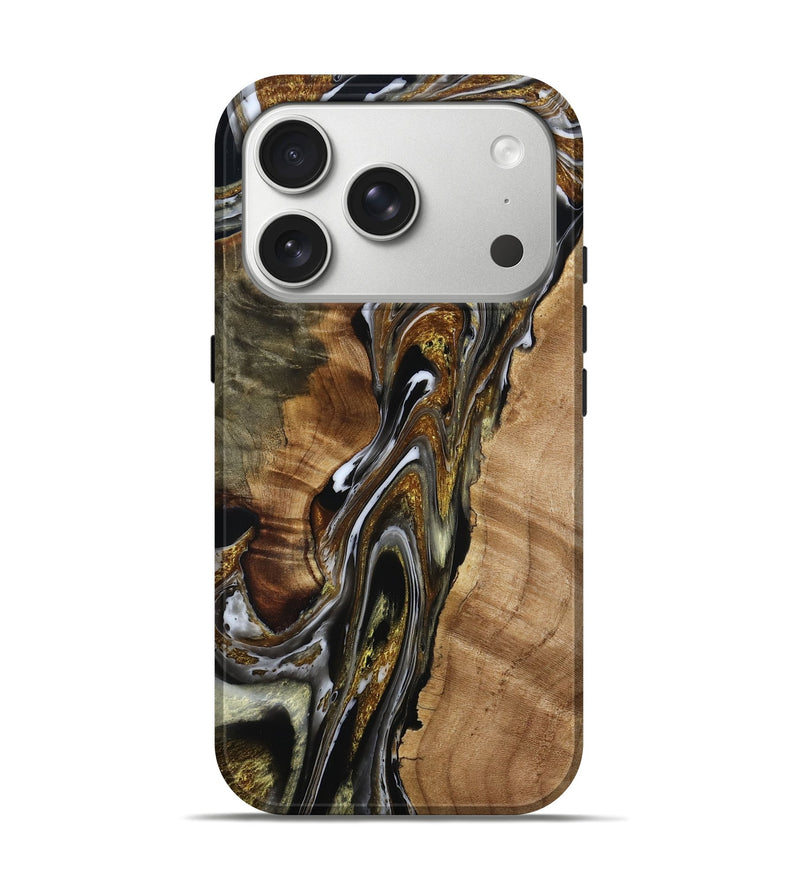 iPhone 17 Pro Wood Live Edge Phone Case - Houston (Black & White, 786184)