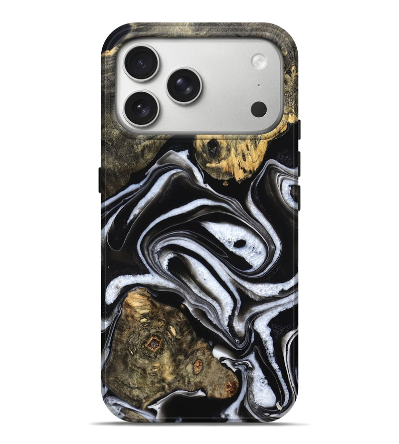 iPhone 17 Pro Max Wood Live Edge Phone Case - Santino (Black & White, 786186)