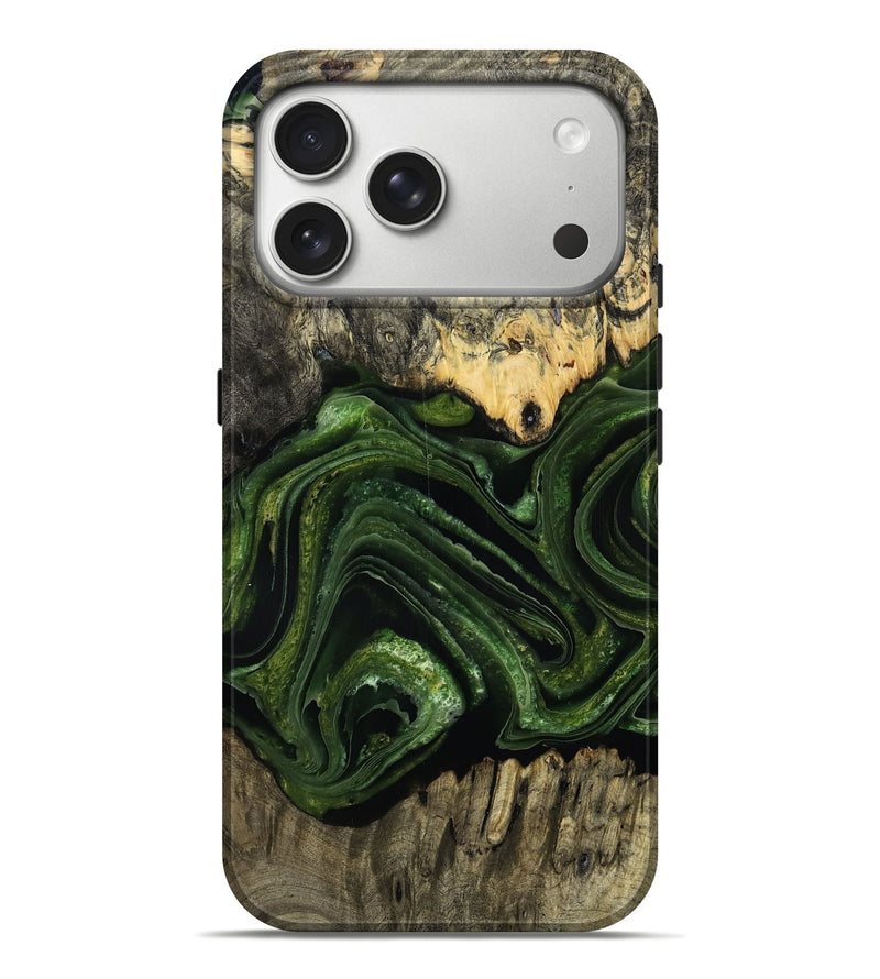 iPhone 17 Pro Max Wood Live Edge Phone Case - Leda (Green, 786188)