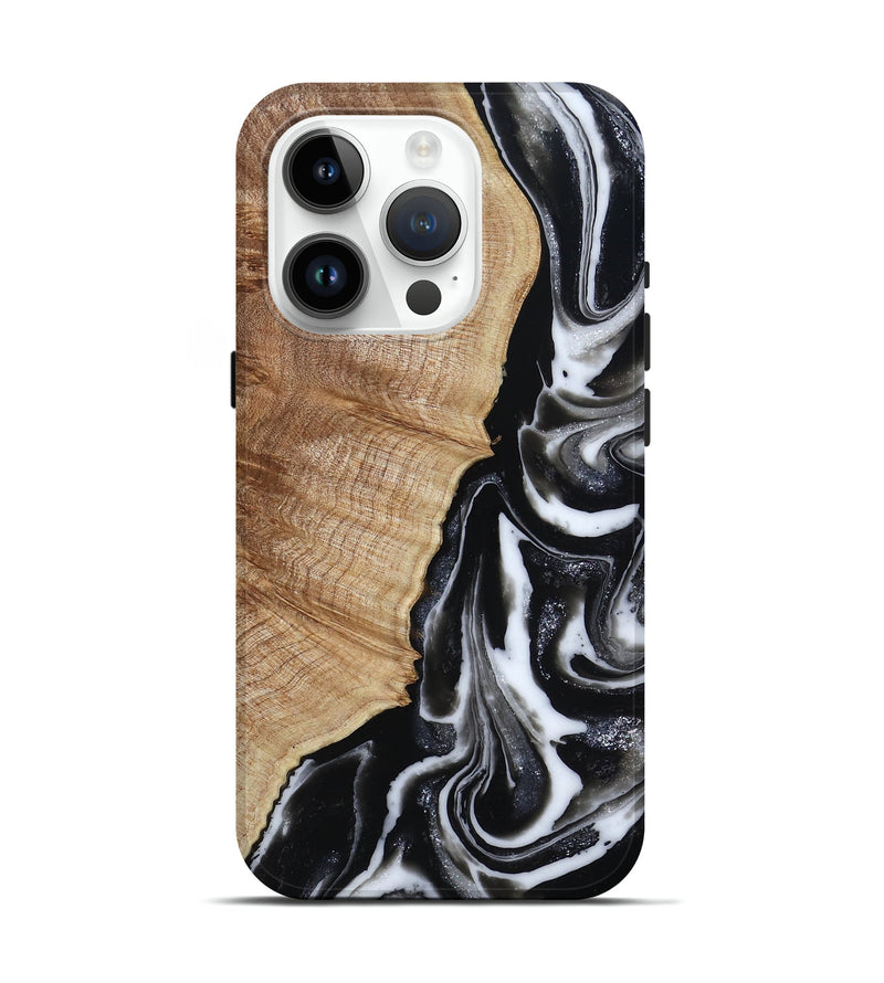 iPhone 15 Pro Wood Live Edge Phone Case - Ameer (Black & White, 786190)