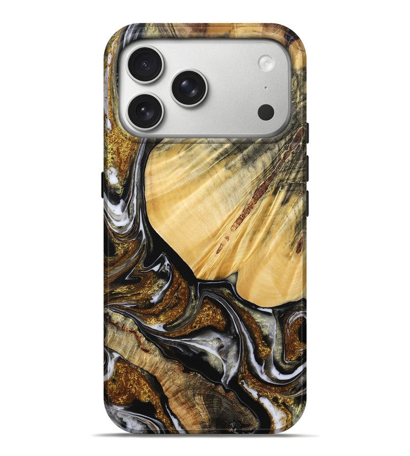 iPhone 17 Pro Max Wood Live Edge Phone Case - Iyanna (Black & White, 786191)