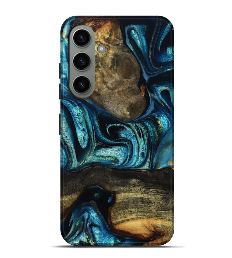 Galaxy S24 Plus Wood Live Edge Phone Case - Hoyt (Teal & Gold, 786193)