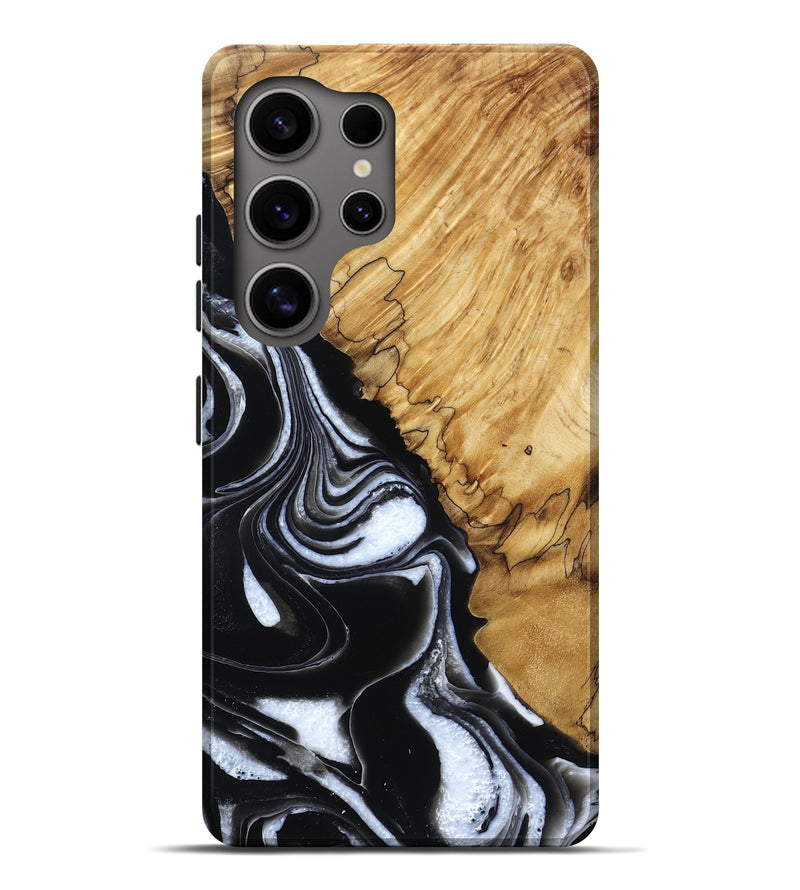 Galaxy S25 Ultra Wood Live Edge Phone Case - Hollie (Black & White, 786194)