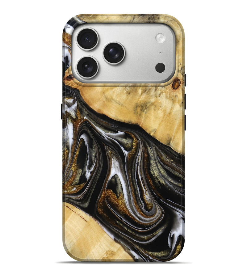 iPhone 17 Pro Max Wood Live Edge Phone Case - Zavier (Black & White, 786200)