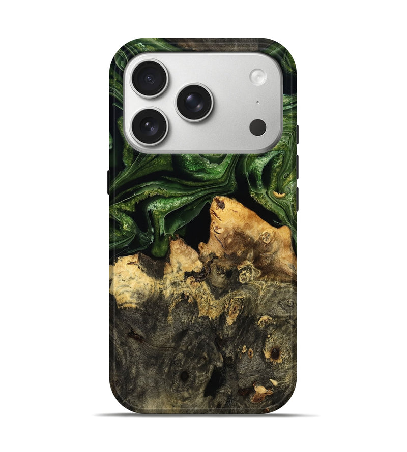 iPhone 17 Pro Wood Live Edge Phone Case - Cloe (Green, 786202)