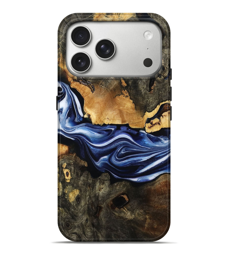iPhone 17 Pro Max Wood Live Edge Phone Case - Elvis (Blue, 786205)