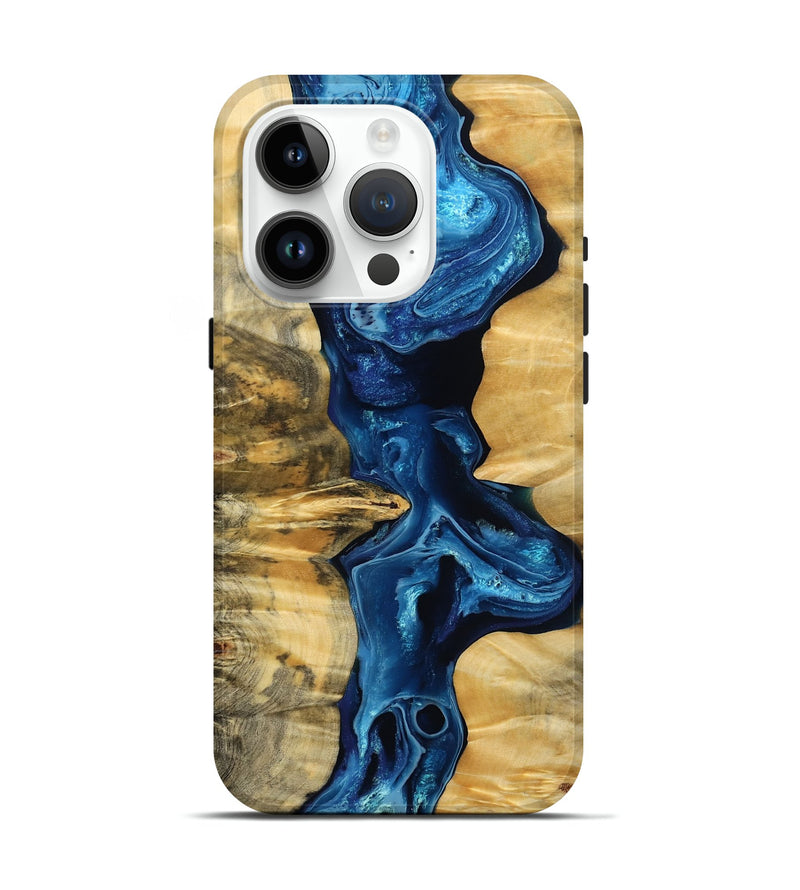 iPhone 15 Pro Wood Live Edge Phone Case - George (Blue, 786206)