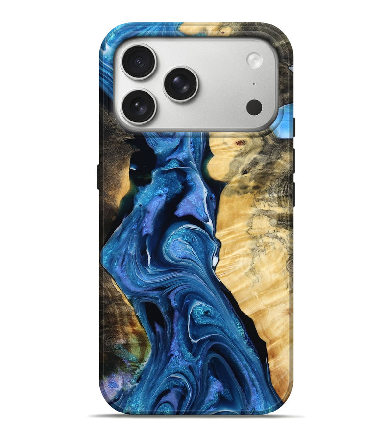 iPhone 17 Pro Max Wood Live Edge Phone Case - Shannon (Blue, 786207)