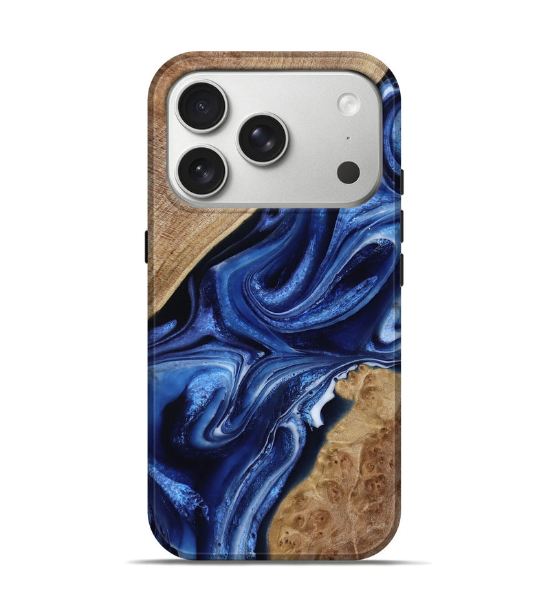 iPhone 17 Pro Wood Live Edge Phone Case - Luther (Blue, 786210)
