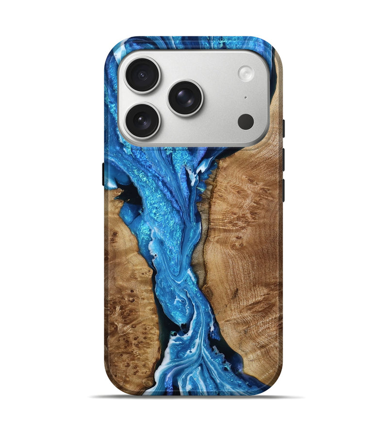 iPhone 17 Pro Wood Live Edge Phone Case - Shayna (Blue, 786212)