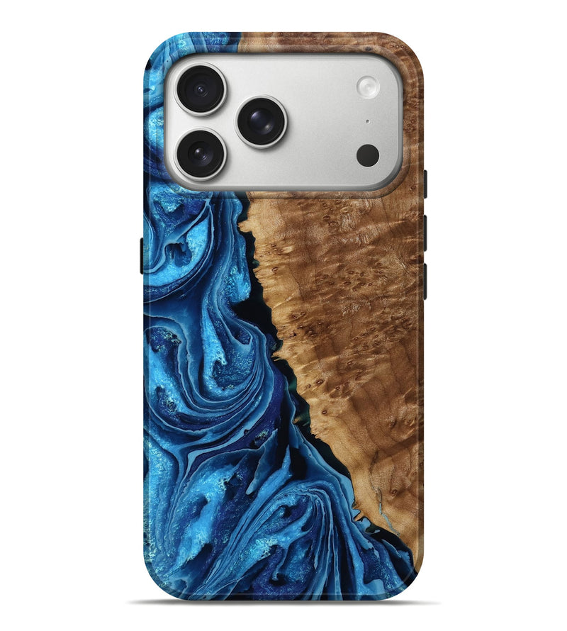 iPhone 17 Pro Max Wood Live Edge Phone Case - Leandro (Blue, 786213)