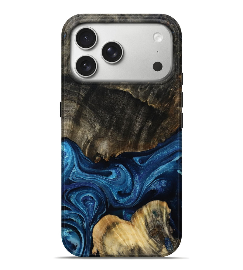 iPhone 17 Pro Max Wood Live Edge Phone Case - Yair (Blue, 786214)