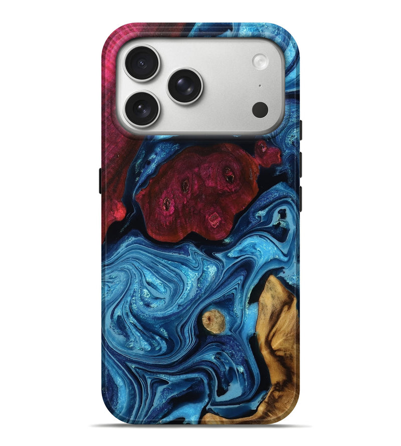iPhone 17 Pro Max Wood Live Edge Phone Case - Shanna (Blue, 786224)
