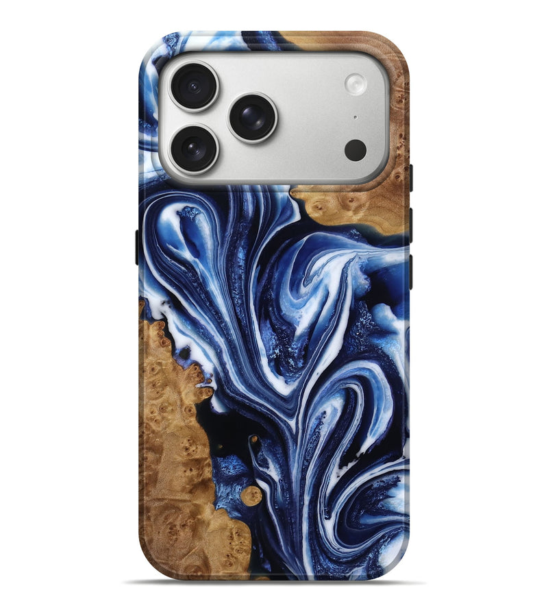 iPhone 17 Pro Max Wood Live Edge Phone Case - Jordin (Blue, 786226)