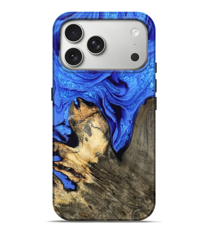 iPhone 17 Pro Max Wood Live Edge Phone Case - Rosie (Blue, 786410)