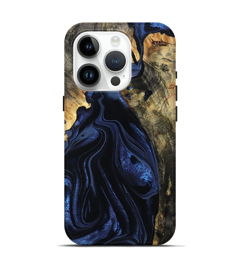 iPhone 15 Pro Wood Live Edge Phone Case - Iyla (Blue, 786413)