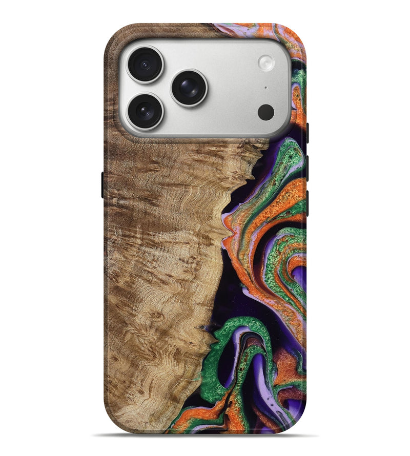 iPhone 17 Pro Max Wood Live Edge Phone Case - Yair (Green, 786417)