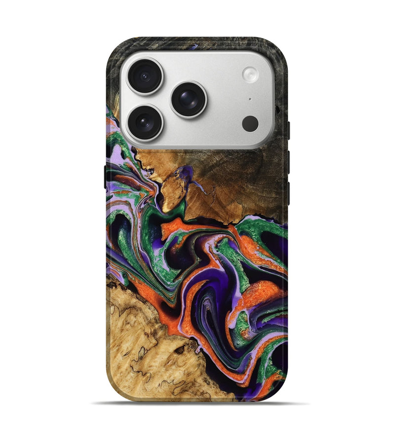 iPhone 17 Pro Wood Live Edge Phone Case - Kaci (Green, 786420)