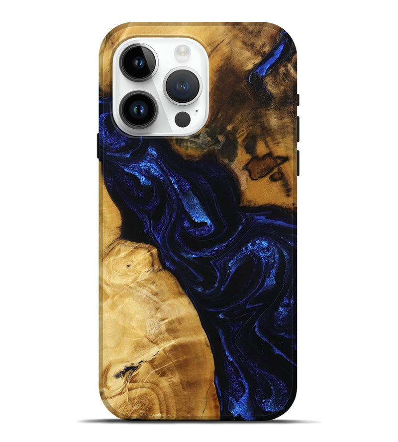 iPhone 15 Pro Max Wood Live Edge Phone Case - Carrol (Blue, 786422)