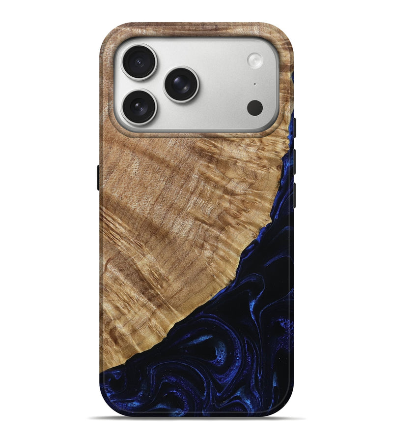 iPhone 17 Pro Max Wood Live Edge Phone Case - Tiara (Blue, 786425)