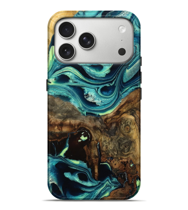 iPhone 17 Pro Max Wood Live Edge Phone Case - Marty (Green, 786454)