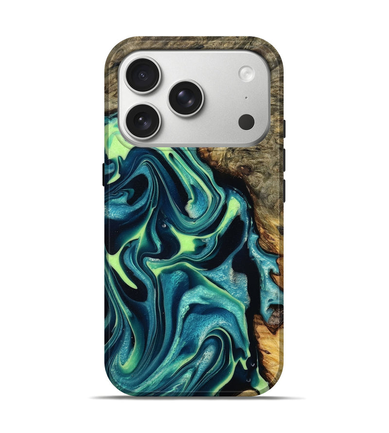 iPhone 17 Pro Wood Live Edge Phone Case - Norman (Green, 786455)