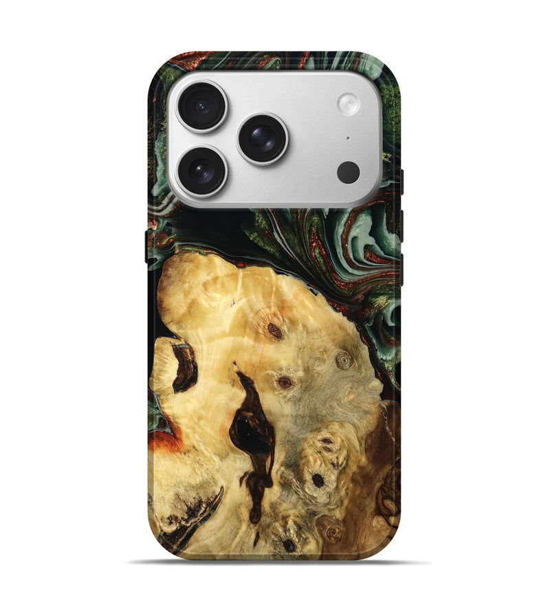 iPhone 17 Pro Wood Live Edge Phone Case - Rohan (Green, 786456)