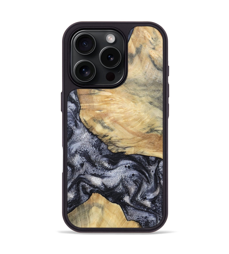 iPhone 16 Pro Wood Phone Case - Kaaren (Black & White, 786665)