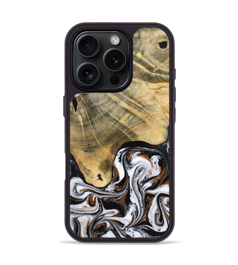 iPhone 16 Pro Wood Phone Case - Lacy (Black & White, 786668)