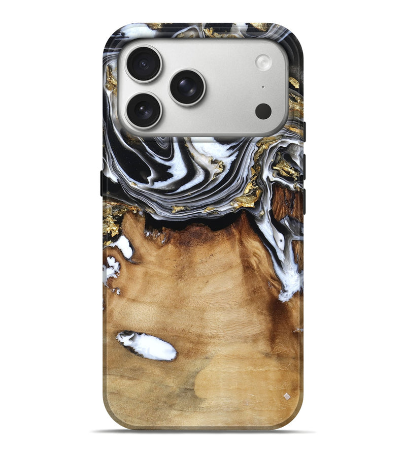 iPhone 17 Pro Max Wood Live Edge Phone Case - Dinah (Black & White, 786742)