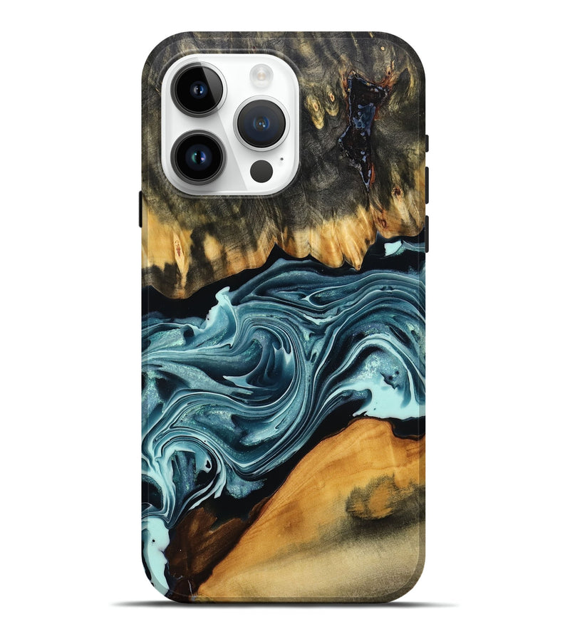 iPhone 15 Pro Max Wood Live Edge Phone Case - Adalee (Green, 786744)