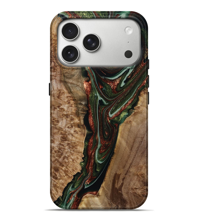 iPhone 17 Pro Max Wood Live Edge Phone Case - Azalea (Green, 786745)