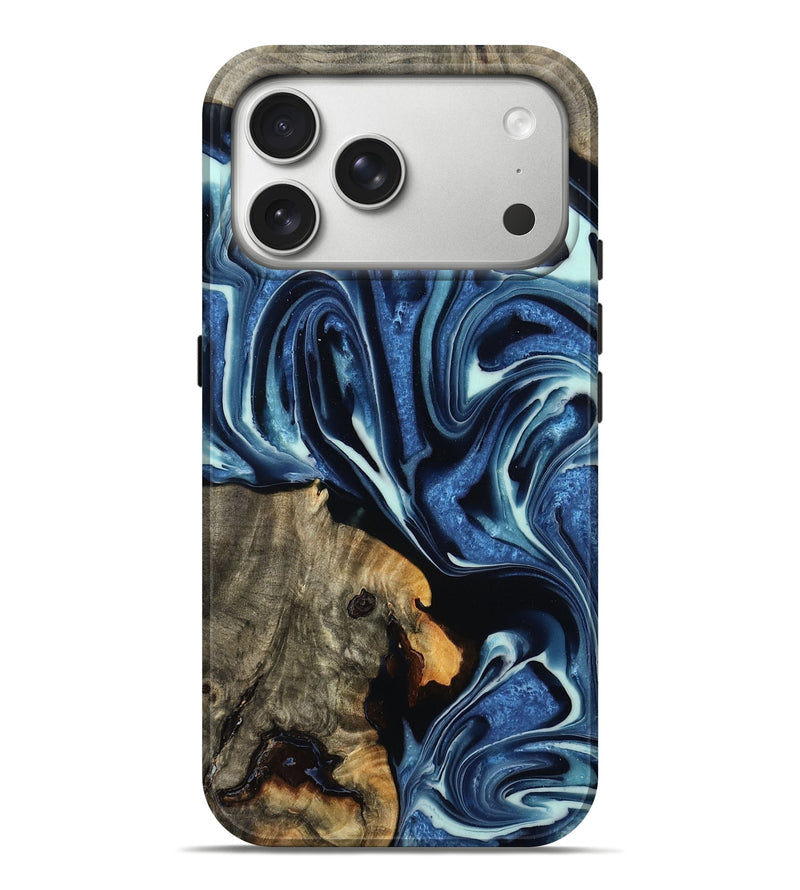 iPhone 17 Pro Max Wood Live Edge Phone Case - Arden (Blue, 786748)