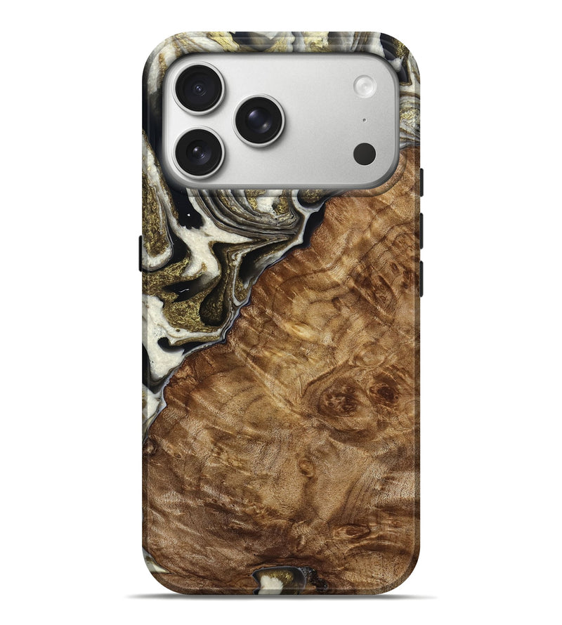 iPhone 17 Pro Max Wood Live Edge Phone Case - Gene (Black & White, 786751)